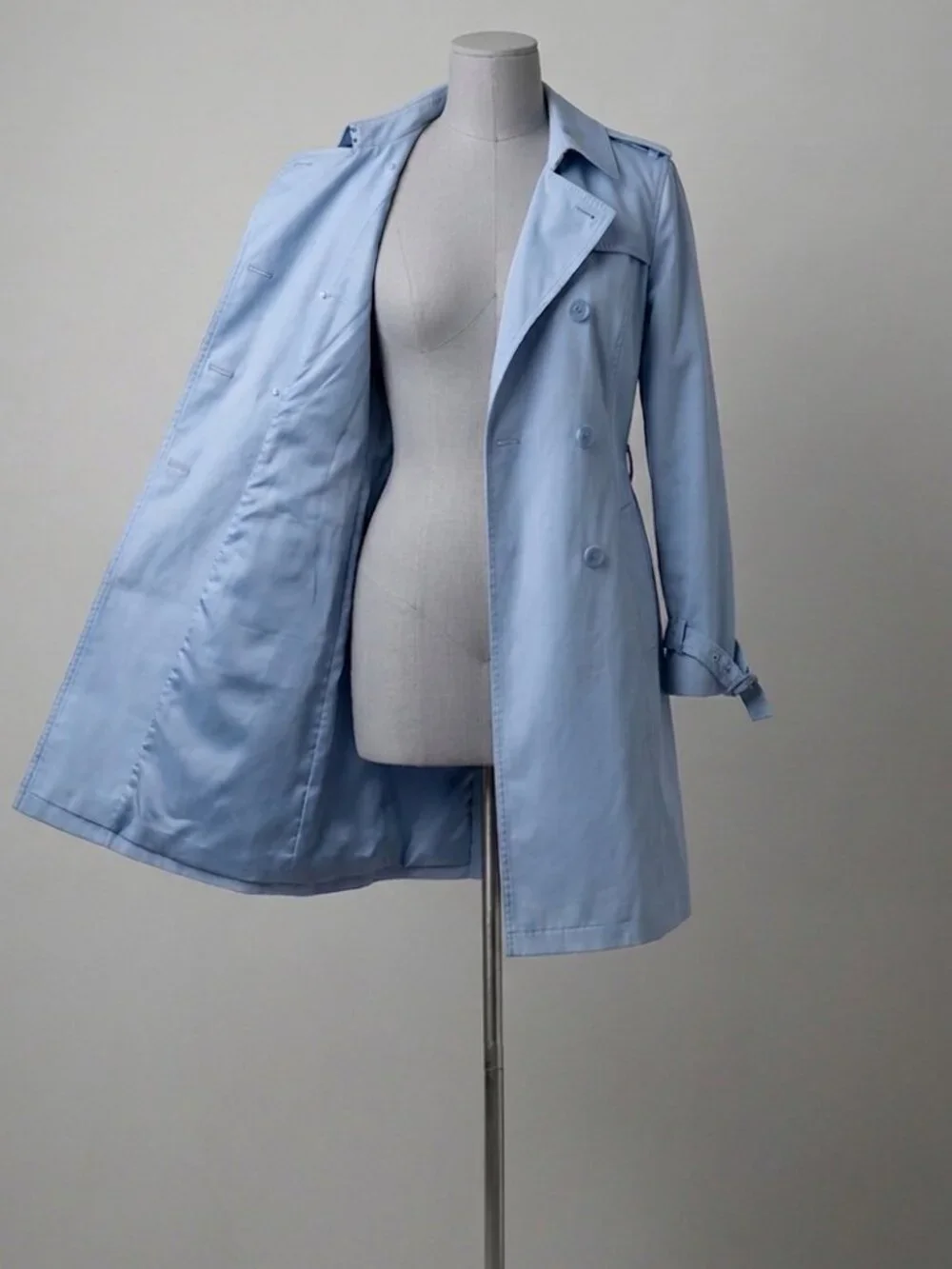 Kenneth Cole Reaction Periwinkle Blue Trench Coat L